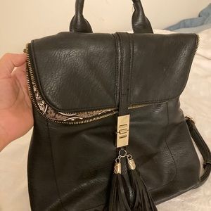 Black leather back pack & hand bag two in one